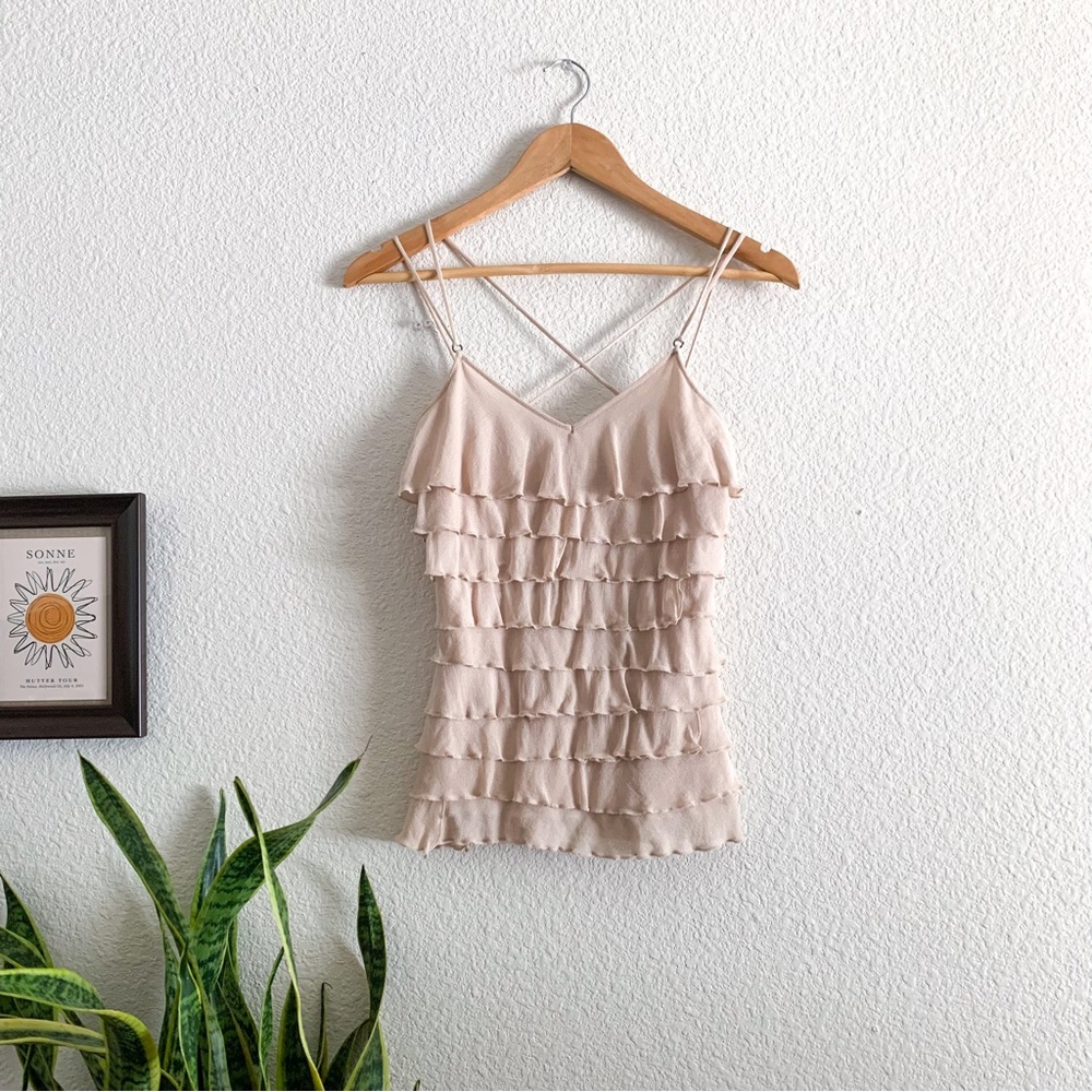 Y2k Express 100% Silk Ruffle Top